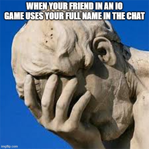 Almost happened before | WHEN YOUR FRIEND IN AN IO GAME USES YOUR FULL NAME IN THE CHAT | image tagged in groan facepalm,browser | made w/ Imgflip meme maker