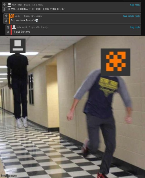 no context | image tagged in floating boy chasing running boy | made w/ Imgflip meme maker