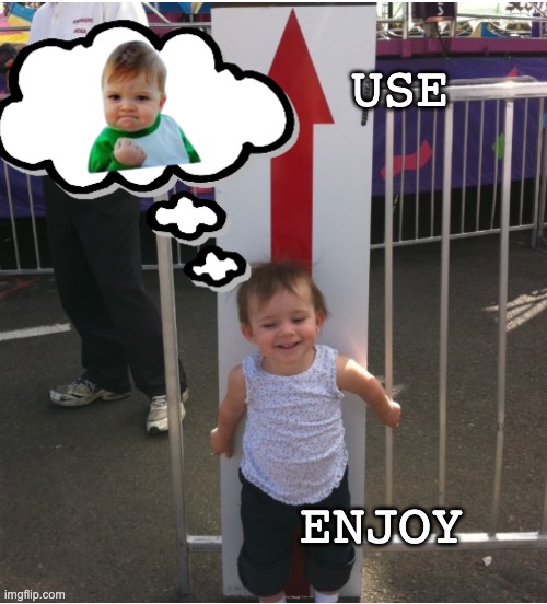 "Toddler delusion" template . . . for those moments when . . . | USE; ENJOY | image tagged in toddler delusion,cognitive dissonance | made w/ Imgflip meme maker