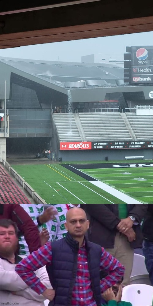 Watering the stadium | image tagged in bald guy in stadium,water,stadium,you had one job,memes,fails | made w/ Imgflip meme maker