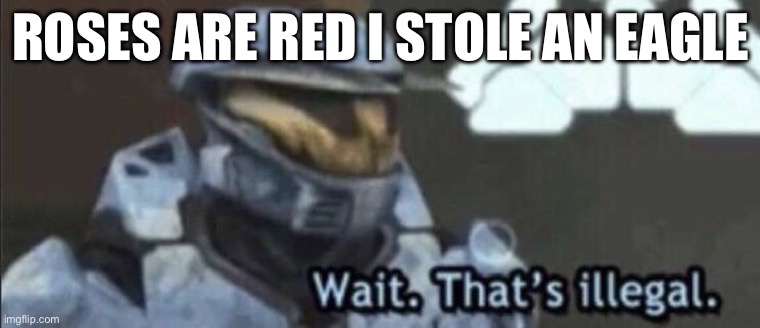 Wait that’s illegal | ROSES ARE RED I STOLE AN EAGLE | image tagged in wait that s illegal | made w/ Imgflip meme maker