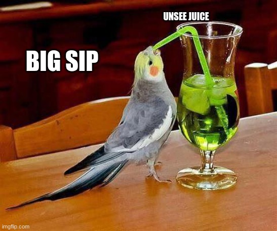 Big Sip | UNSEE JUICE BIG SIP | image tagged in big sip | made w/ Imgflip meme maker