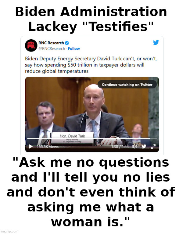 Biden Administration Lackey "Testifies" | image tagged in clueless,joe biden,energy,secretary,lackey | made w/ Imgflip meme maker