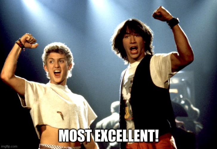 Most excellent | MOST EXCELLENT! | image tagged in most excellent | made w/ Imgflip meme maker