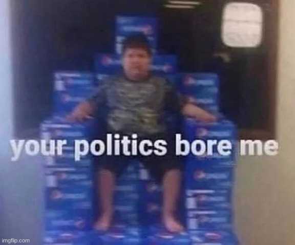 YOUR POLITICS BORE ME | image tagged in your politics bore me | made w/ Imgflip meme maker