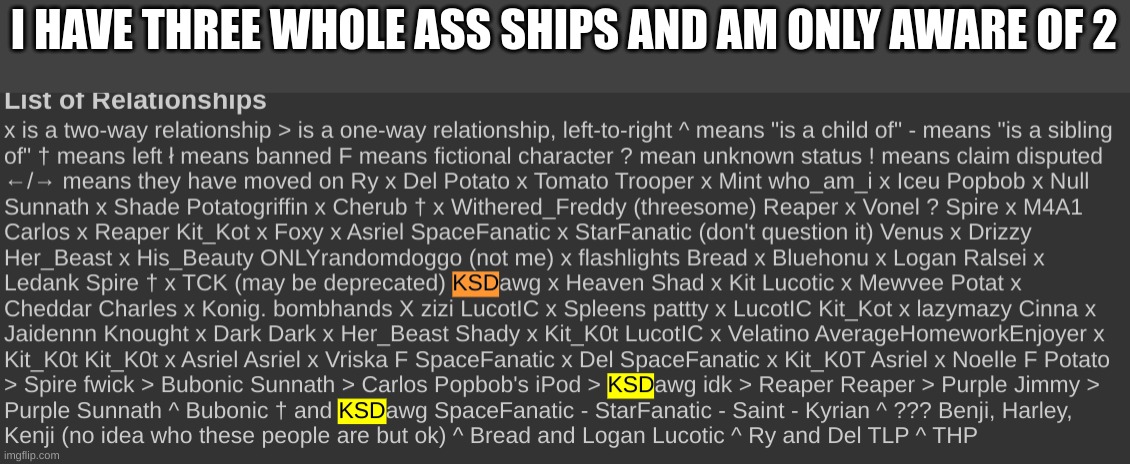 I HAVE THREE WHOLE ASS SHIPS AND AM ONLY AWARE OF 2 | made w/ Imgflip meme maker