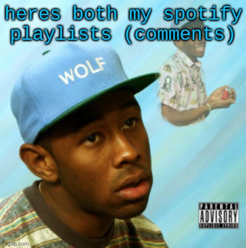 this playlist doesn't work with phone btw | heres both my spotify playlists (comments) | image tagged in wolf | made w/ Imgflip meme maker