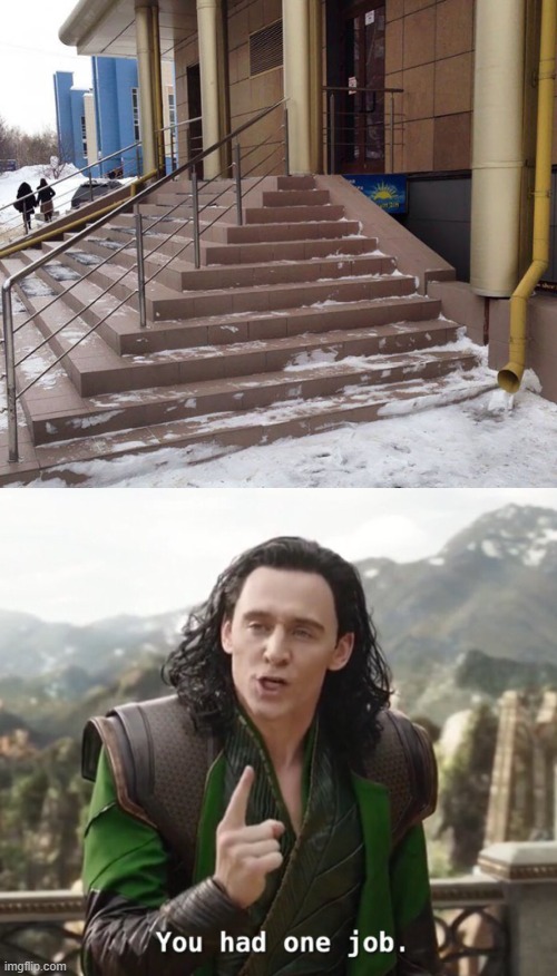 Construction stair fail | image tagged in construction,fail,you had one job,funny,memes,loki | made w/ Imgflip meme maker