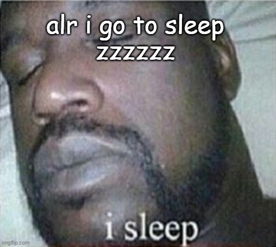 goodnight, sleep tight, you are now manually blinking and breathing | alr i go to sleep
zzzzzz | image tagged in shaq i sleep only | made w/ Imgflip meme maker