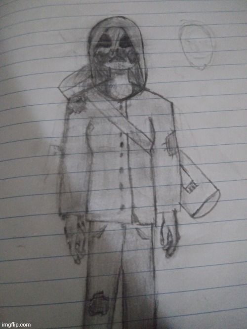 Anyways before I go to bed, this is my first, and best drawing of Five, bc I can't draw human faces | made w/ Imgflip meme maker