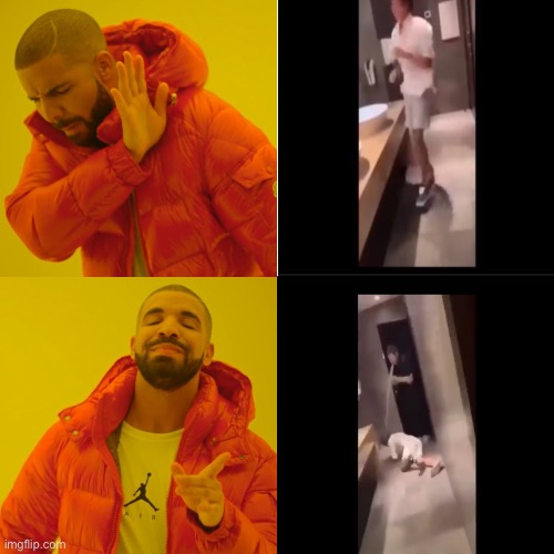 Drake with guy throwing up | image tagged in memes,drake hotline bling | made w/ Imgflip meme maker
