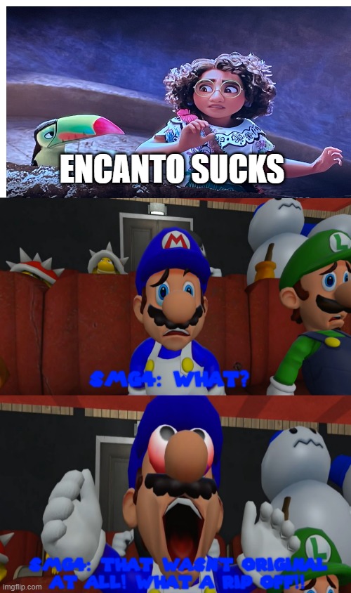 smg4 hates encanto | ENCANTO SUCKS | image tagged in smg4 hates,encanto,smg4,haters gonna hate,ripoff | made w/ Imgflip meme maker