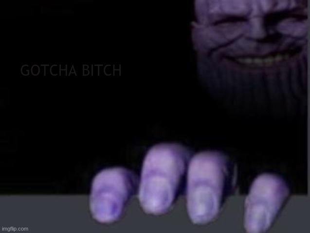 thanos hand discord | GOTCHA BITCH | image tagged in thanos hand discord | made w/ Imgflip meme maker