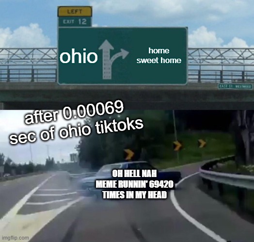 Ohio revive | ohio; home sweet home; after 0.00069 sec of ohio tiktoks; OH HELL NAH MEME RUNNIN' 69420 TIMES IN MY HEAD | image tagged in memes,ohio,oklahoma,columbus | made w/ Imgflip meme maker