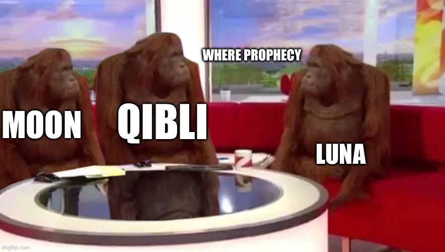 where monkey | WHERE PROPHECY; QIBLI; MOON; LUNA | image tagged in where monkey | made w/ Imgflip meme maker