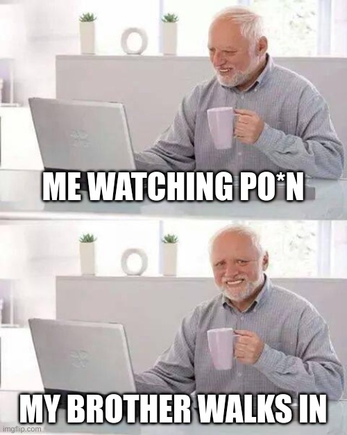 Hide the Pain Harold Meme | ME WATCHING PO*N; MY BROTHER WALKS IN | image tagged in memes,hide the pain harold | made w/ Imgflip meme maker