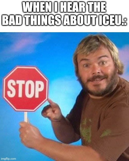 Stop it, Get some help | WHEN I HEAR THE BAD THINGS ABOUT ICEU.: | image tagged in jack black stop | made w/ Imgflip meme maker