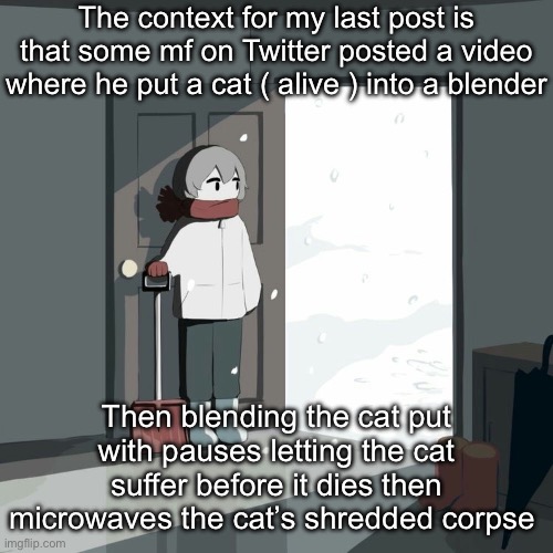Now comment instant Chinese food | The context for my last post is that some mf on Twitter posted a video where he put a cat ( alive ) into a blender; Then blending the cat put with pauses letting the cat suffer before it dies then microwaves the cat’s shredded corpse | image tagged in avogado6 | made w/ Imgflip meme maker