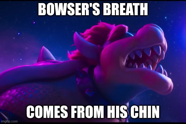 Peaches | BOWSER'S BREATH; COMES FROM HIS CHIN | image tagged in funny,bowser | made w/ Imgflip meme maker