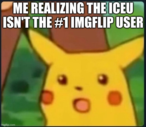 What the heck?!?! | ME REALIZING THE ICEU ISN'T THE #1 IMGFLIP USER | image tagged in surprised pikachu,iceu,top users | made w/ Imgflip meme maker