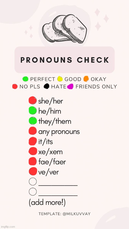 :) | image tagged in pronoun check | made w/ Imgflip meme maker