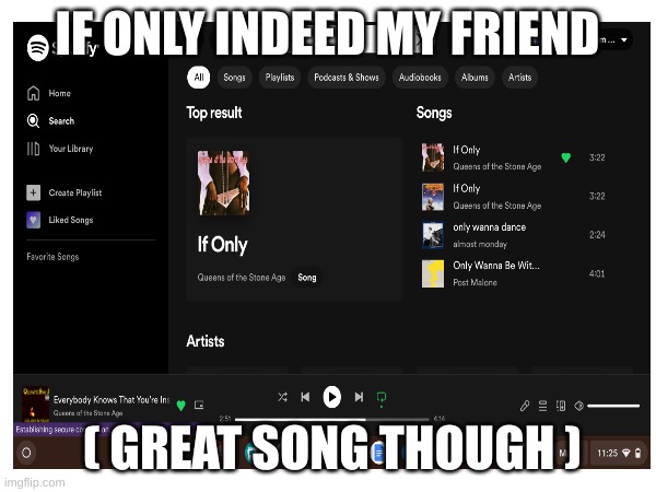 IF ONLY INDEED MY FRIEND ( GREAT SONG THOUGH ) | made w/ Imgflip meme maker