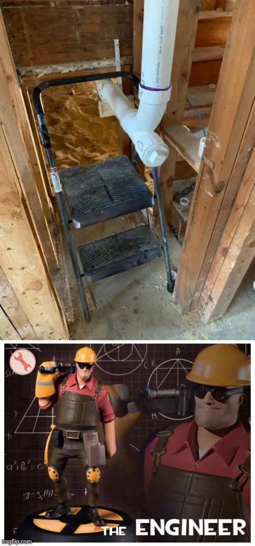 Step ladder in the way | image tagged in the engineer,ladder,construction,you had one job,memes,step ladder | made w/ Imgflip meme maker