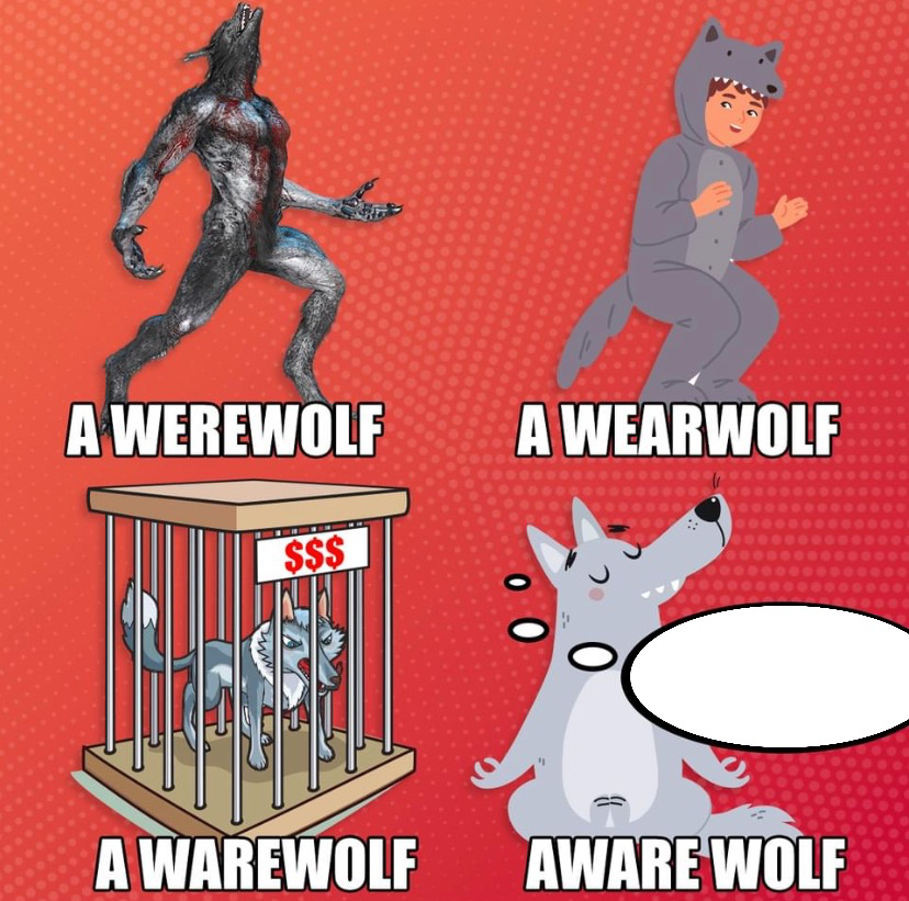 High Quality Aware wolf Blank Meme Template