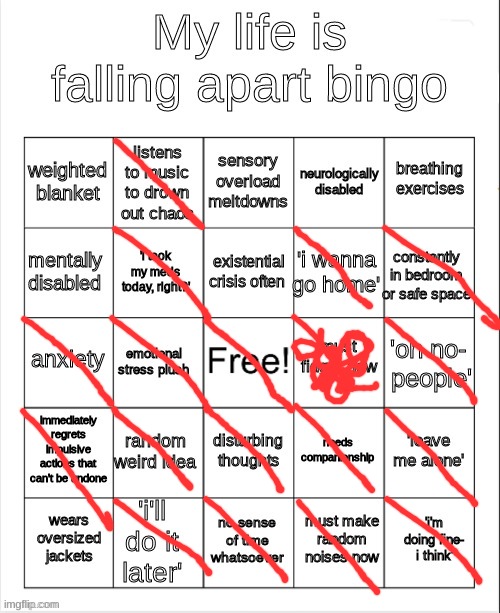 i new it was gonna b bad | image tagged in my life is falling apart bingo | made w/ Imgflip meme maker