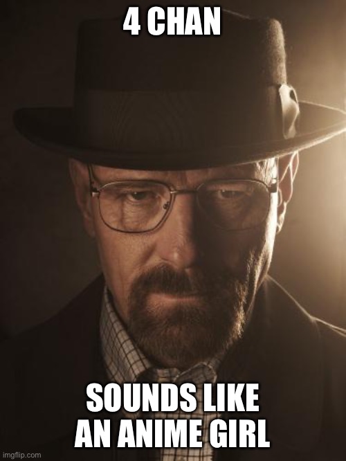 Walter White | 4 CHAN; SOUNDS LIKE AN ANIME GIRL | image tagged in walter white | made w/ Imgflip meme maker