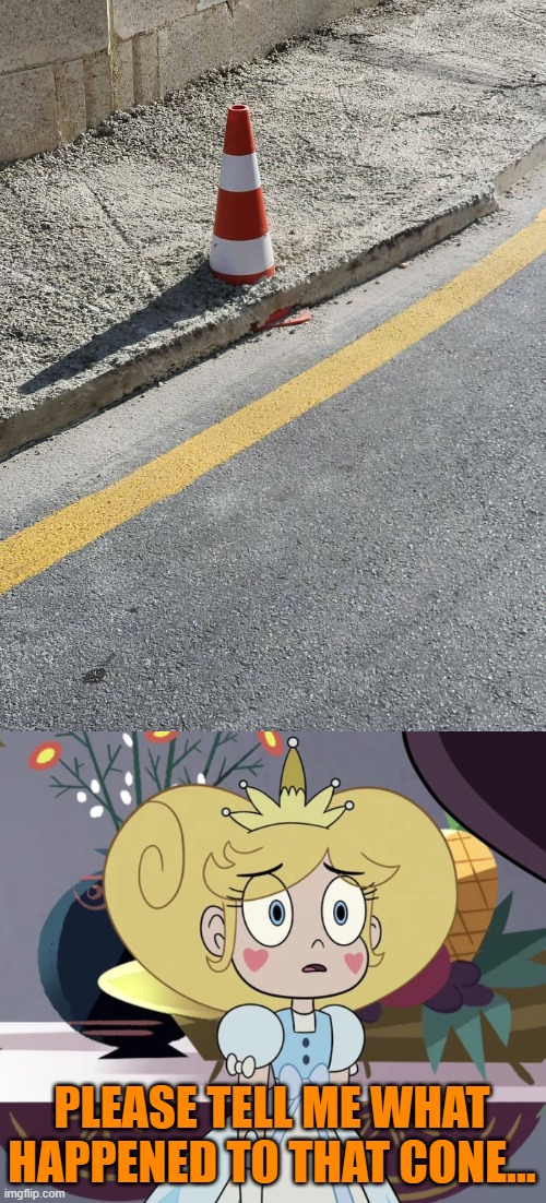 PLEASE TELL ME WHAT HAPPENED TO THAT CONE... | image tagged in star butterfly,you had one job,star vs the forces of evil,memes | made w/ Imgflip meme maker