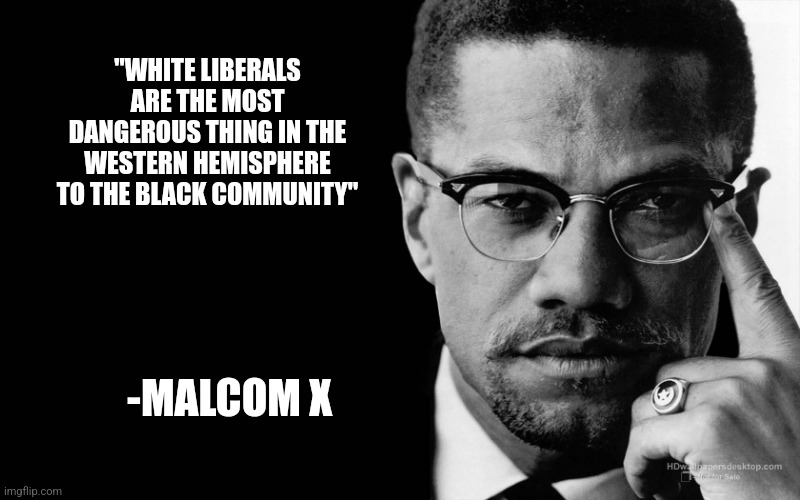 Malcolm x | "WHITE LIBERALS ARE THE MOST DANGEROUS THING IN THE WESTERN HEMISPHERE TO THE BLACK COMMUNITY"; -MALCOM X | image tagged in malcolm x,funny memes | made w/ Imgflip meme maker