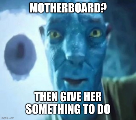 Avatar guy | MOTHERBOARD? THEN GIVE HER SOMETHING TO DO | image tagged in avatar guy | made w/ Imgflip meme maker