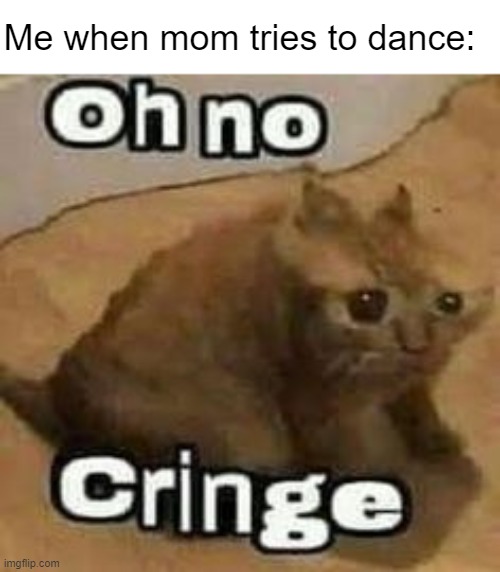 Mom dancing. | Me when mom tries to dance: | image tagged in oh no cringe,cringe,dance | made w/ Imgflip meme maker