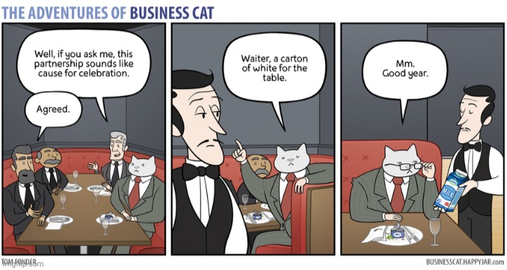 The Adventures of Business Cat #47 - The Finest Drink in the House | made w/ Imgflip meme maker