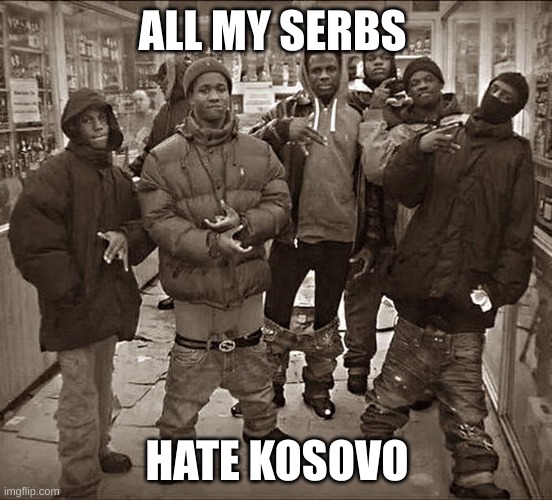 People from Serbia hate Kosovo | ALL MY SERBS; HATE KOSOVO | image tagged in all my homies hate | made w/ Imgflip meme maker