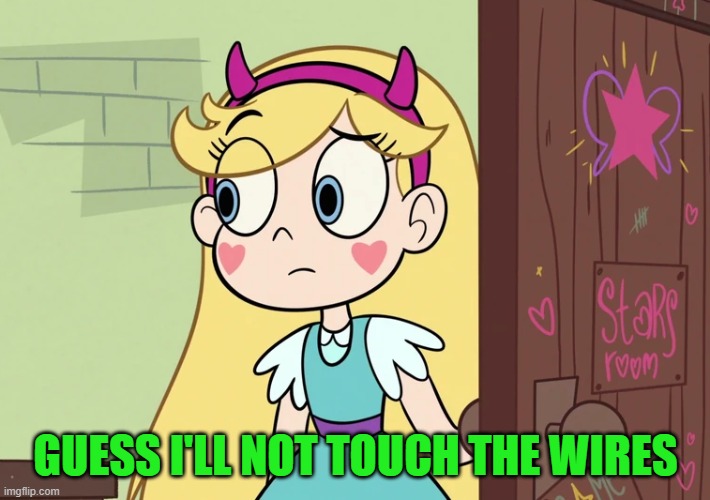 Star Butterfly | GUESS I'LL NOT TOUCH THE WIRES | image tagged in star butterfly | made w/ Imgflip meme maker