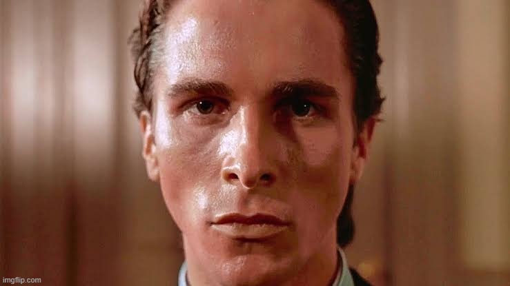 Patrick Bateman staring | image tagged in patrick bateman staring | made w/ Imgflip meme maker