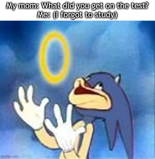 Joyful Sonic | My mom: What did you get on the test?
Me: (I forgot to study) | image tagged in joyful sonic | made w/ Imgflip meme maker