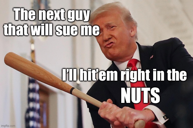 Don’t sue trump or loose your nuts | The next guy that will sue me; I’ll hit’em right in the; NUTS | image tagged in donald trump,trump | made w/ Imgflip meme maker