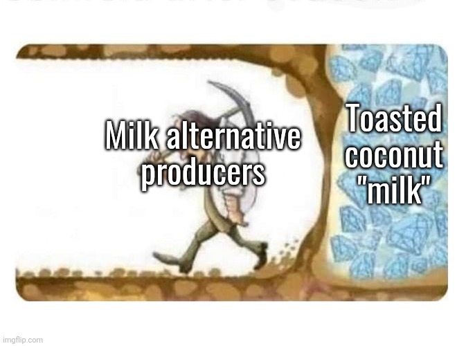 I swear i once tried that from Califia Farms and it was a DELICACY. Idfk why more companies produce it. | Toasted coconut "milk"; Milk alternative producers | made w/ Imgflip meme maker
