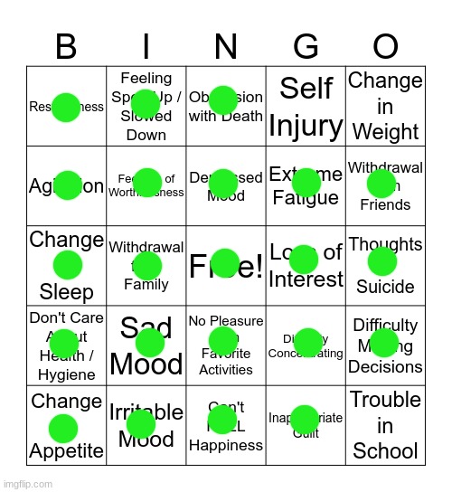 depression bingo 1 | image tagged in depression bingo 1 | made w/ Imgflip meme maker