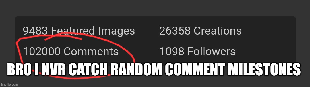 Fr | BRO I NVR CATCH RANDOM COMMENT MILESTONES | image tagged in funguy | made w/ Imgflip meme maker