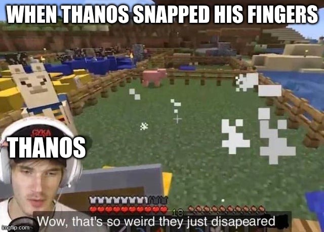 They just disappeared | WHEN THANOS SNAPPED HIS FINGERS; THANOS | image tagged in they just disappeared | made w/ Imgflip meme maker