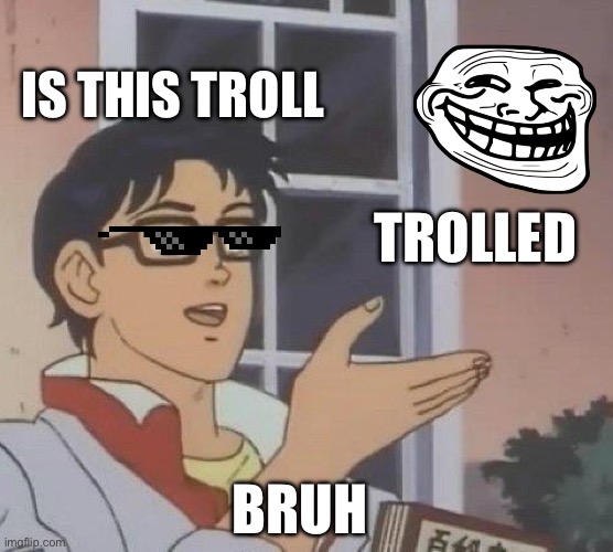Troll person 1 | IS THIS TROLL; TROLLED; BRUH | image tagged in memes,troll,funny | made w/ Imgflip meme maker