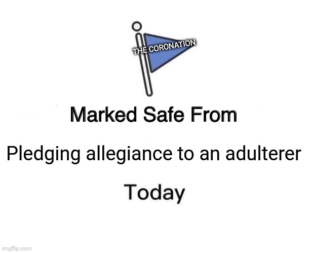 Coronation | THE CORONATION; Pledging allegiance to an adulterer | image tagged in memes,marked safe from | made w/ Imgflip meme maker