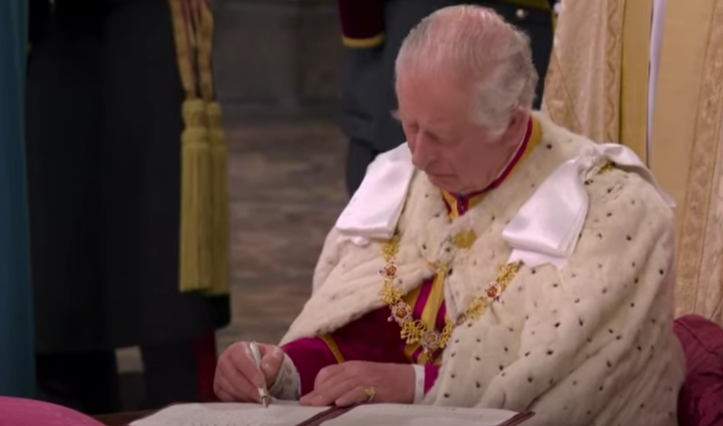 High Quality King Charles signing Blank Meme Template