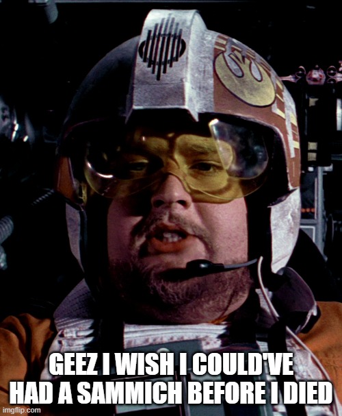 Ham Sandwich | GEEZ I WISH I COULD'VE HAD A SAMMICH BEFORE I DIED | image tagged in porkins | made w/ Imgflip meme maker