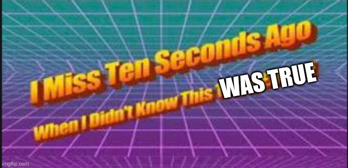 I miss ten seconds ago when I didn't know this thing existed. | WAS TRUE | image tagged in i miss ten seconds ago when i didn't know this thing existed | made w/ Imgflip meme maker