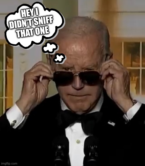The real dark Brandon | HEY I DIDN’T SNIFF THAT ONE | image tagged in joe biden | made w/ Imgflip meme maker